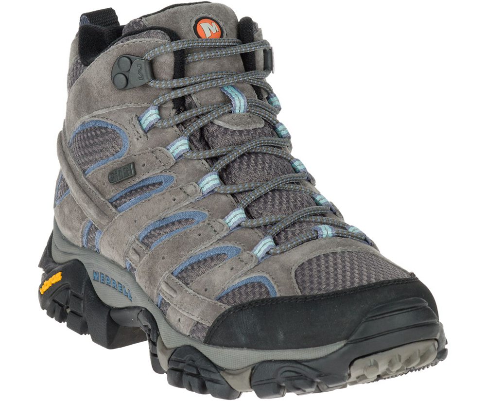 Merrell Støvler Dame - Moab 2 Mid Waterproof Wide Width - Grå - JVF691570